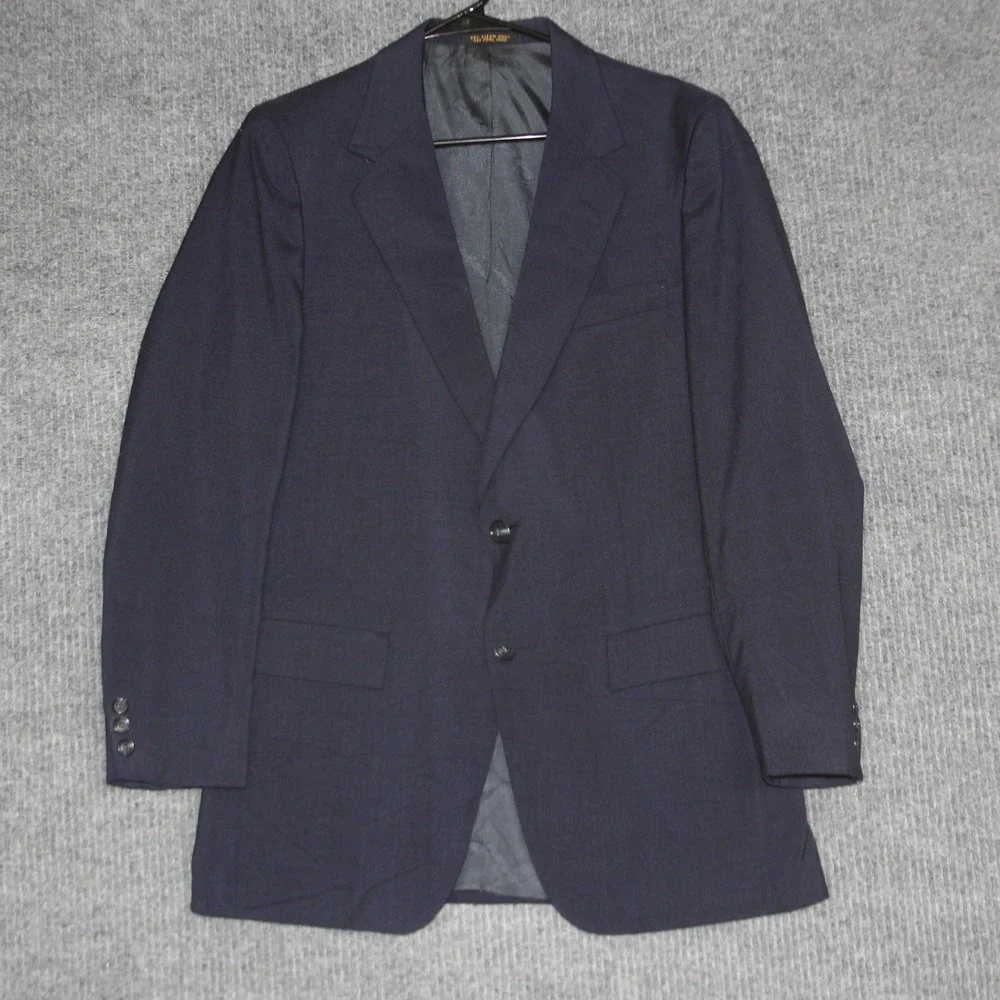 Carlo Collection Richman Mens Navy Blue Wool Blend Suit Jacket Blazer‎ Size 40R